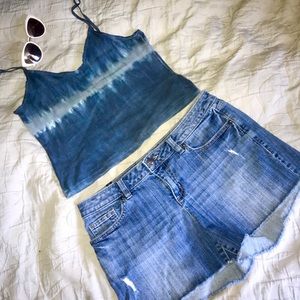 Boho Blue tie dye crop top